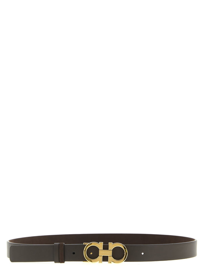 Ferragamo 100% calfskin leather belt in brown — view 2