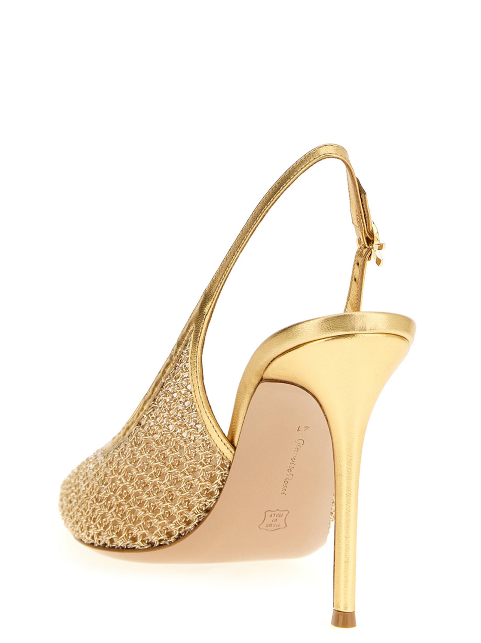 Gianvito Rossi 90% Fabric slingback heel in gold — view 3