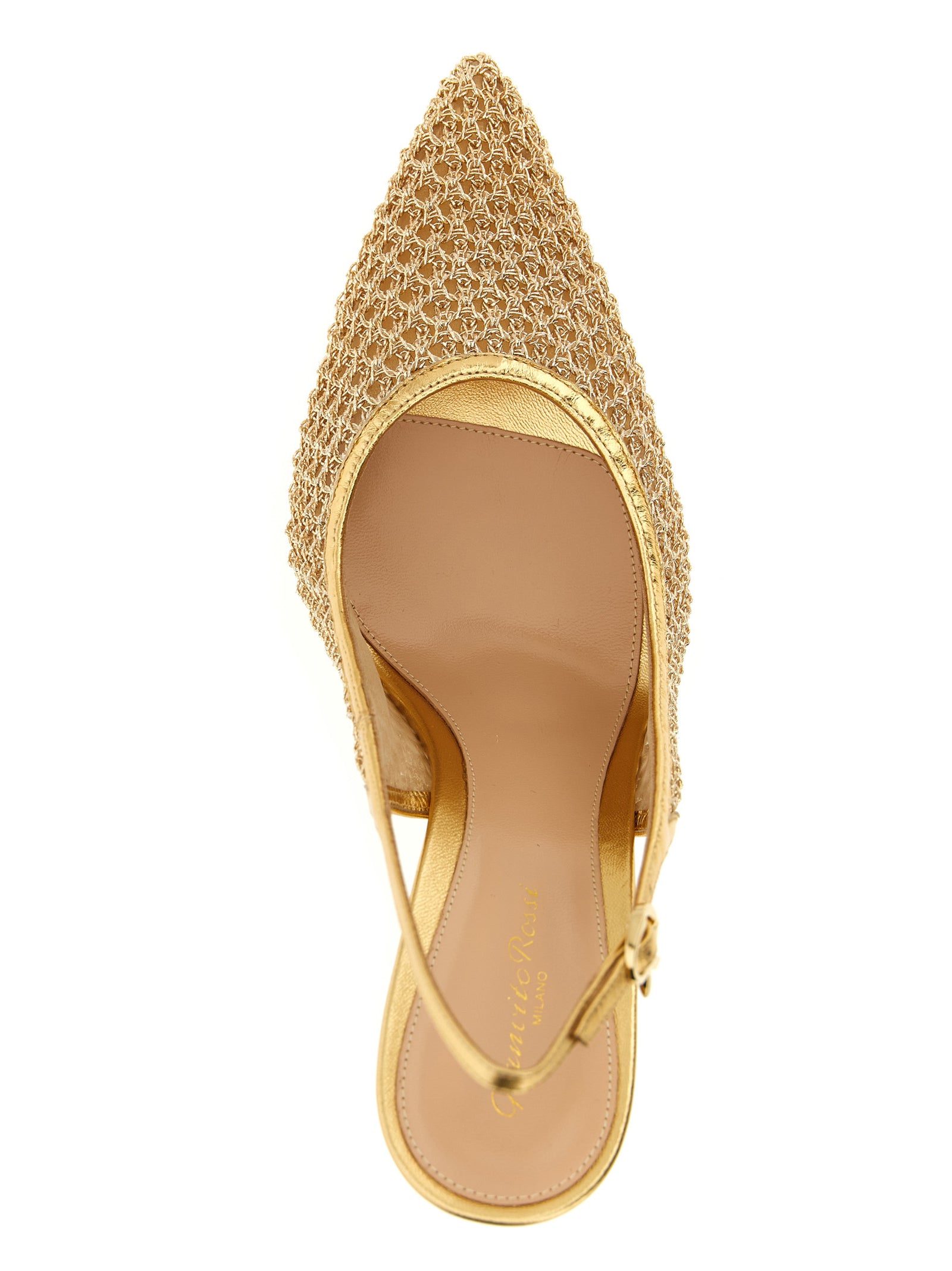 Gianvito Rossi 90% Fabric slingback heel in gold — view 4