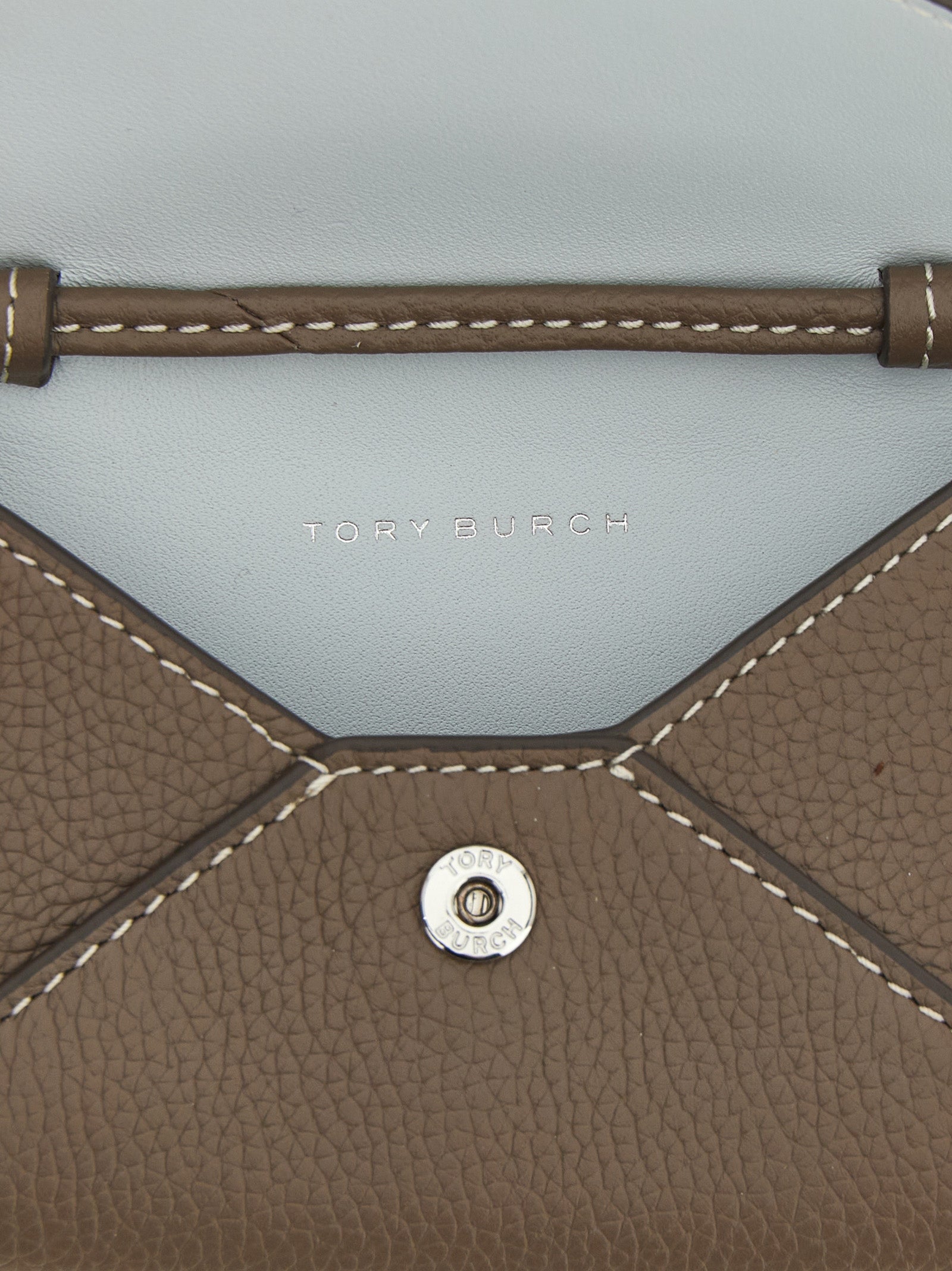 Tory Burch 100% cow leather (Bos Taurus) card case in brown — view 3