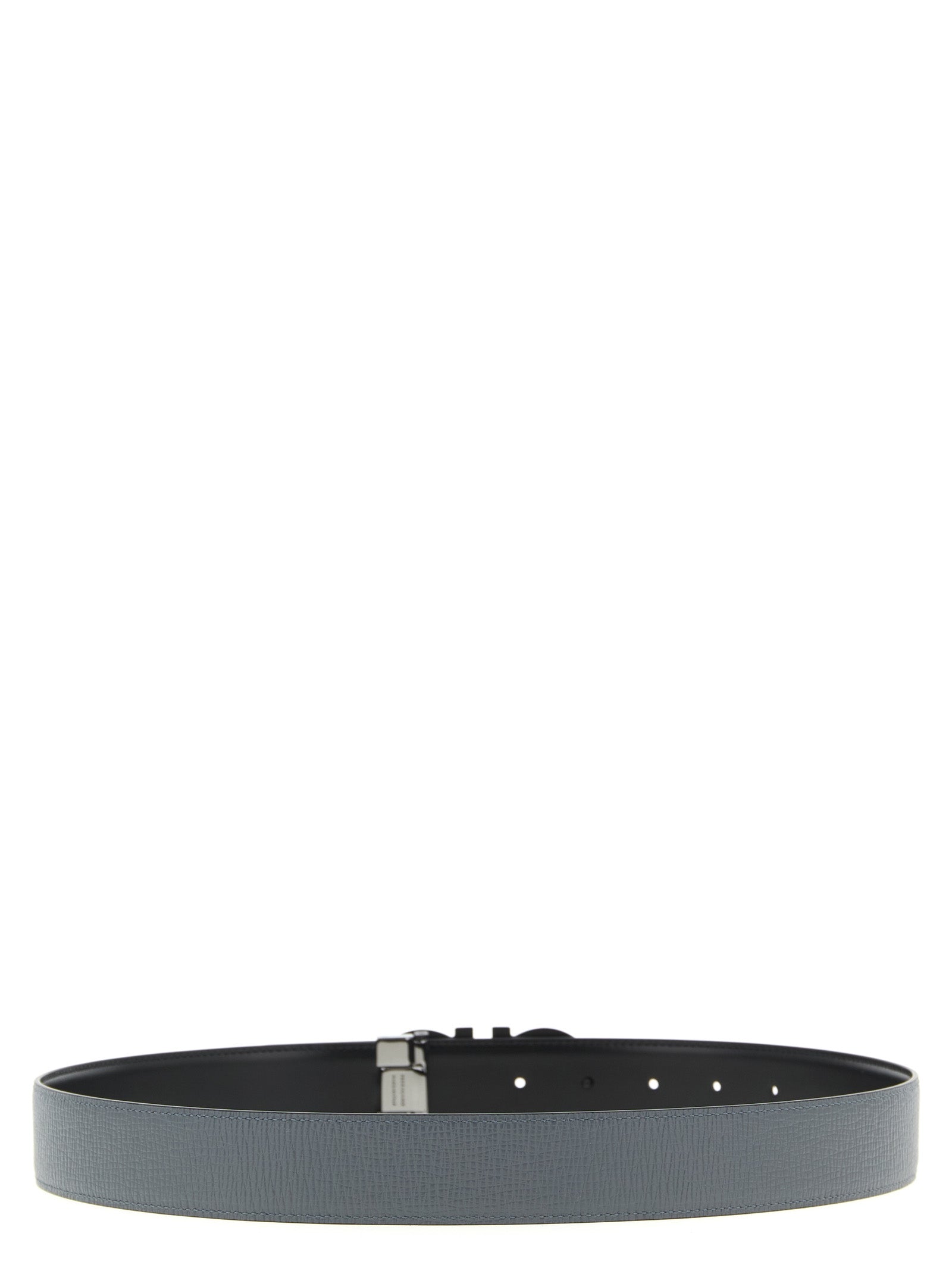Ferragamo 100% calfskin leather belt in gray — view 3