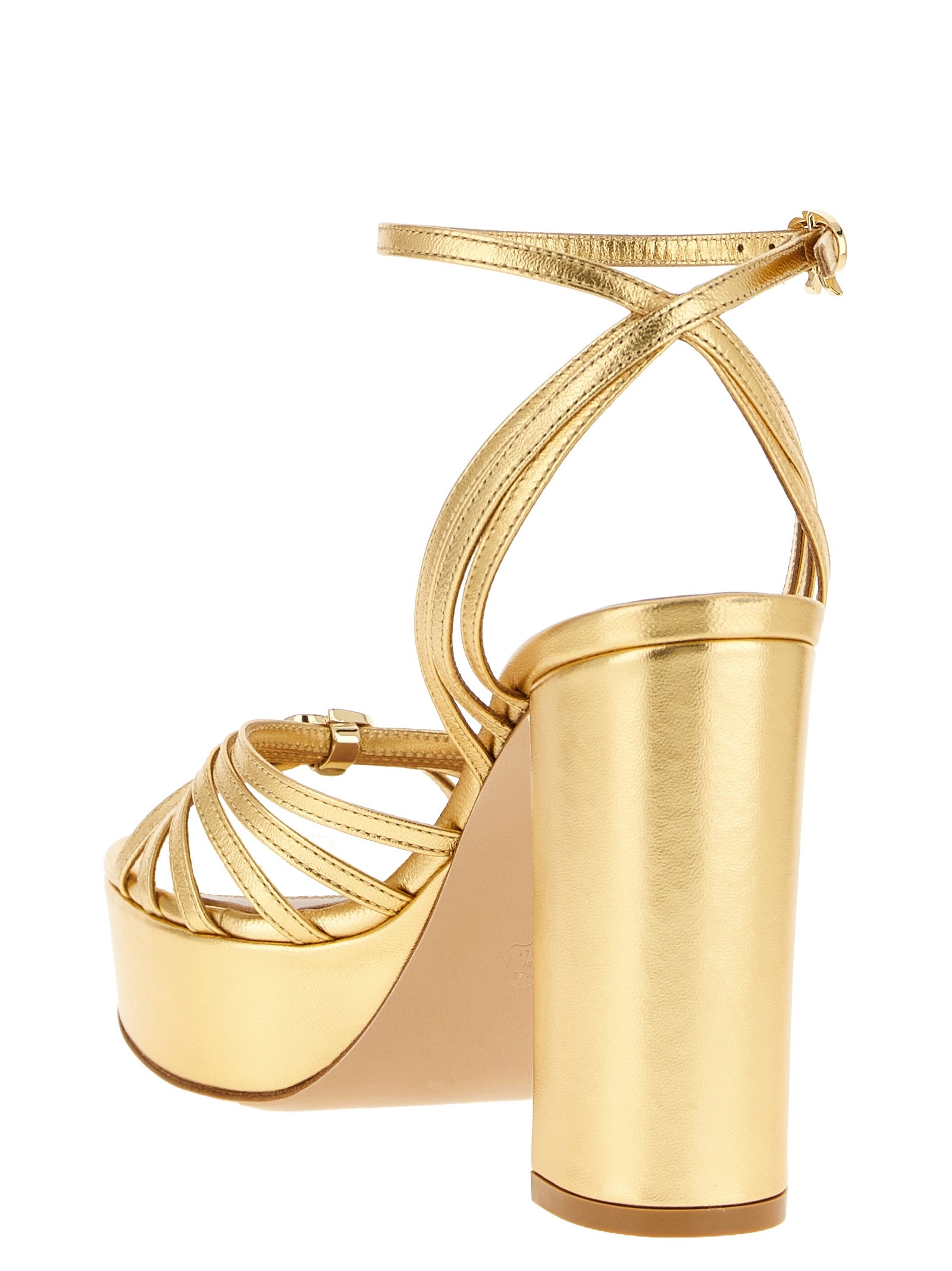 Gianvito Rossi 100% Lamb Leather platform heel in gold — view 3