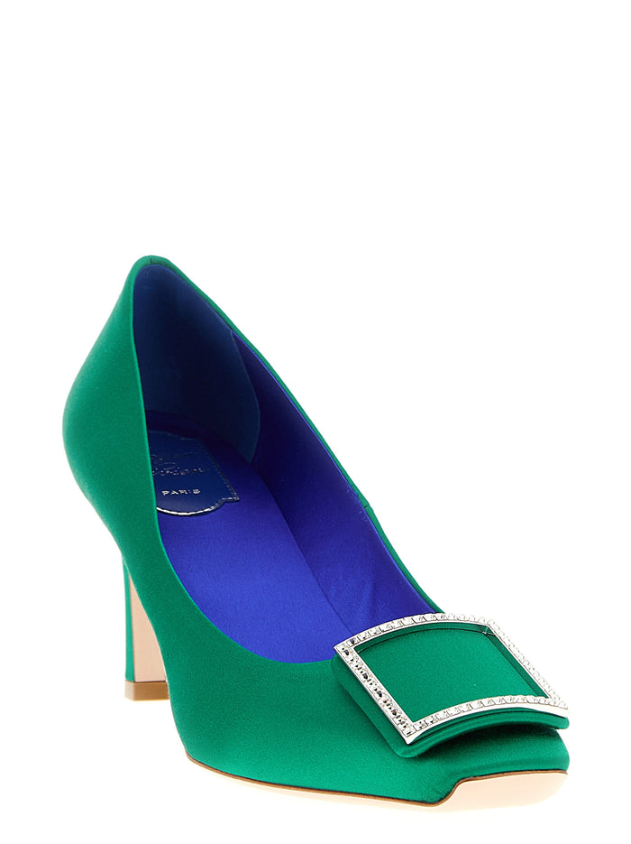 Roger Vivier 68% Viscose pump in green — view 2