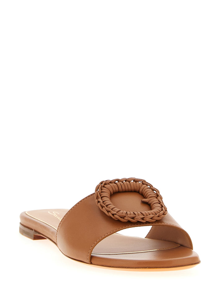 Santoni 100% Lamb Leather slide in brown — view 2