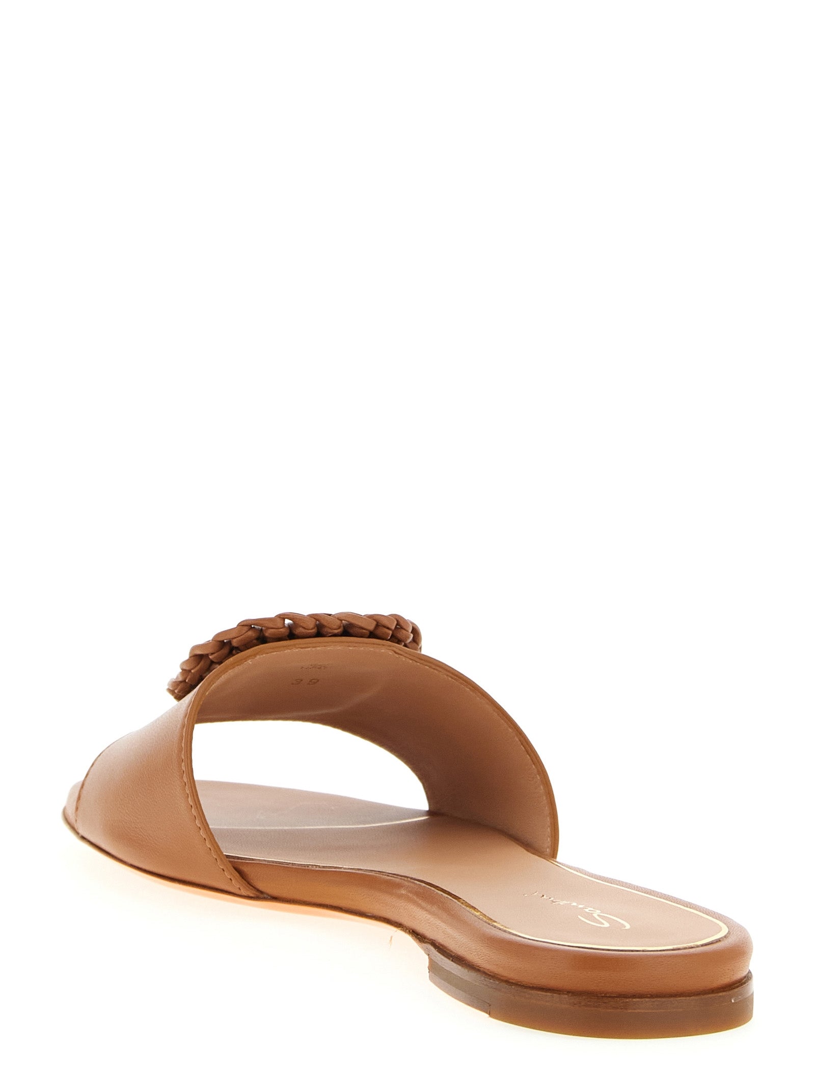 Santoni 100% Lamb Leather slide in brown — view 3