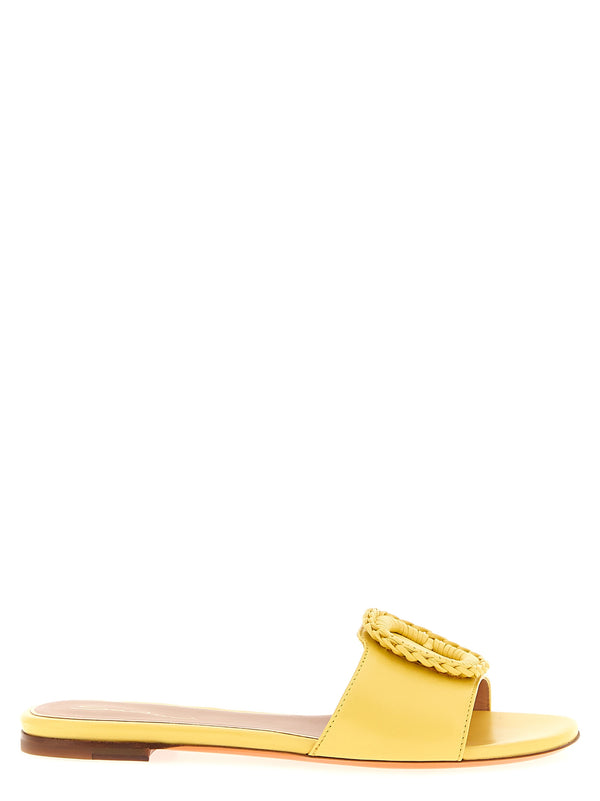 Santoni 100% Lamb Leather slide in yellow