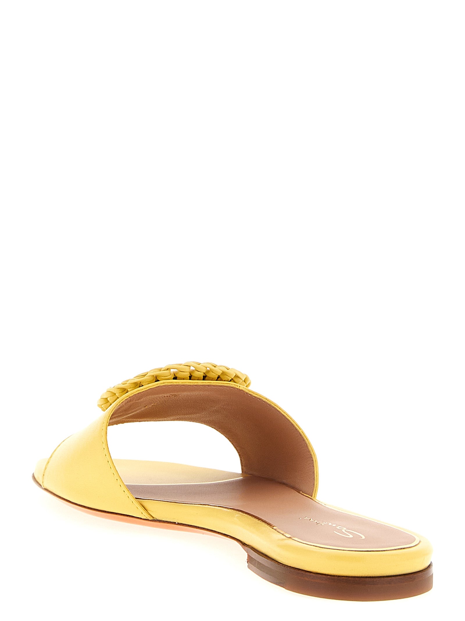 Santoni 100% Lamb Leather slide in yellow — view 3
