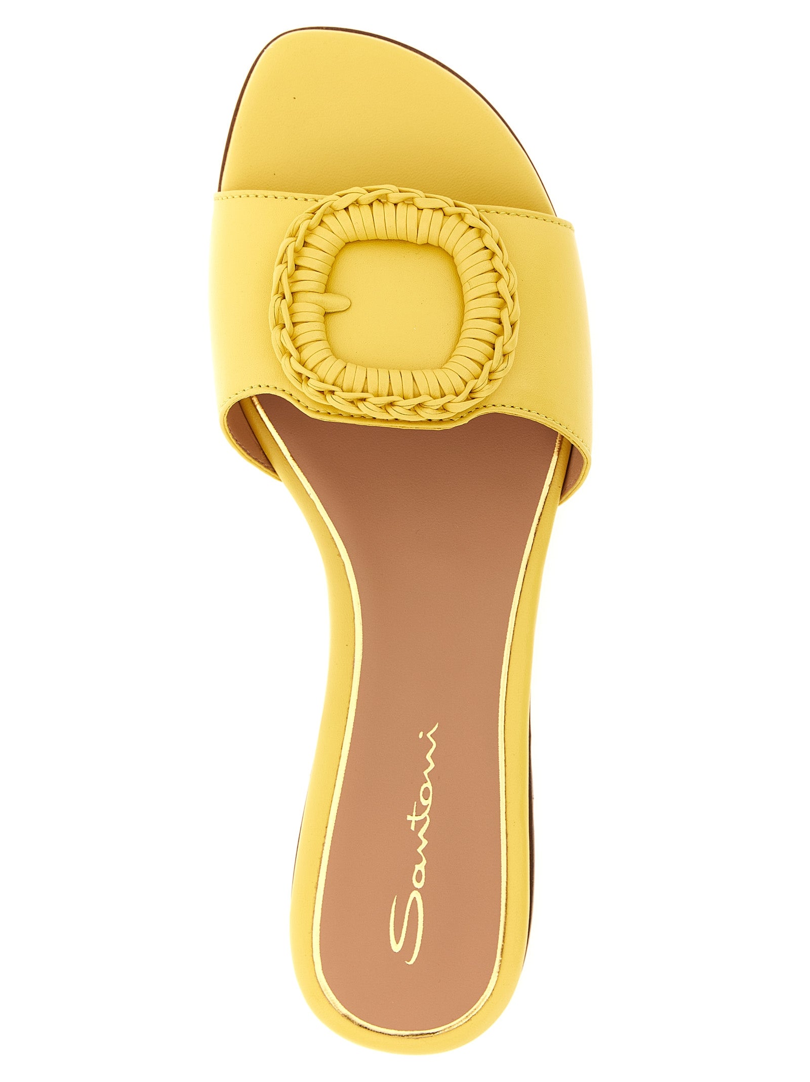 Santoni 100% Lamb Leather slide in yellow — view 4