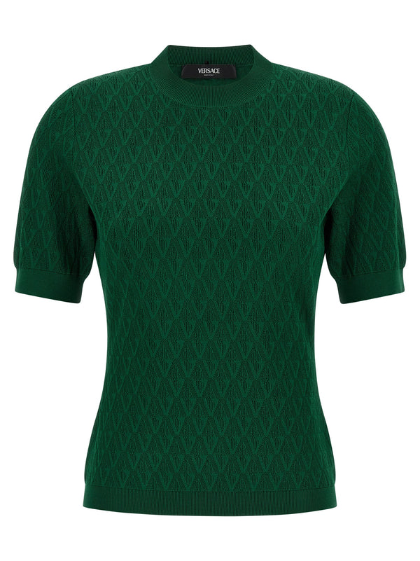 Versace 91% viscose t-shirt in green