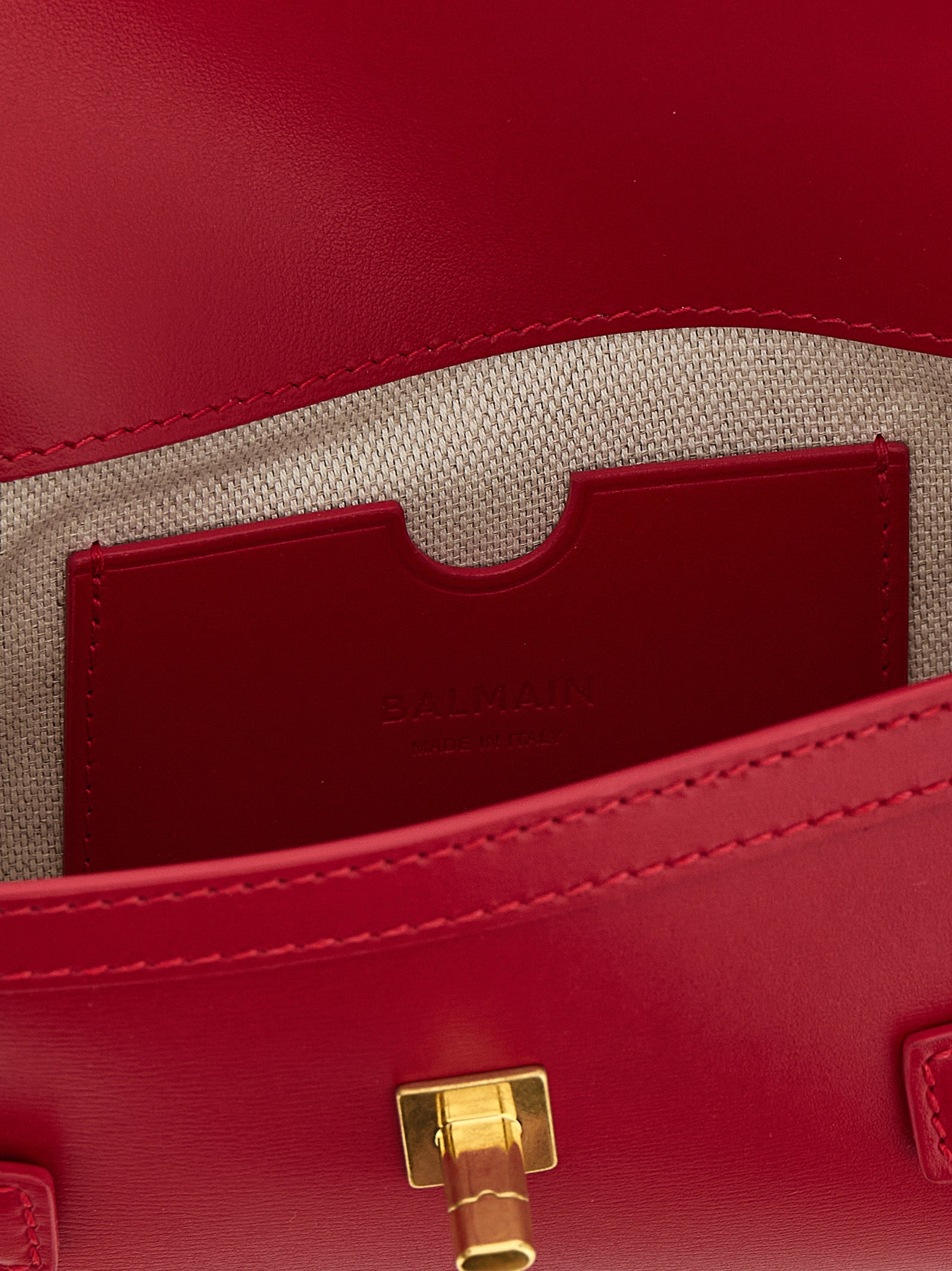Balmain 100% calfskin leather clutch in red — view 4