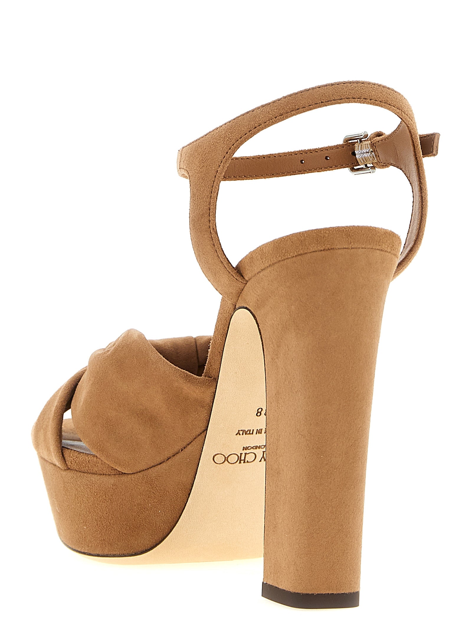 Jimmy Choo 82% leather platform sandal in brown — view 3