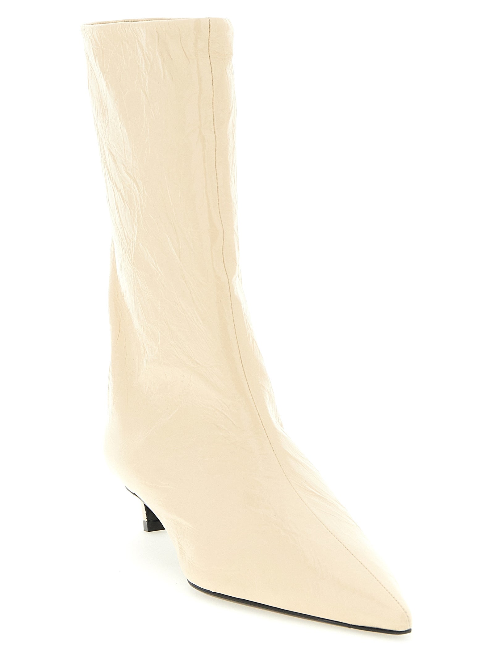 Jil Sander 100% calfskin leather ankle boot in beige — view 2