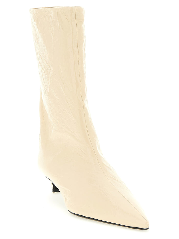 Jil Sander 100% calfskin leather ankle boot in beige — view 2