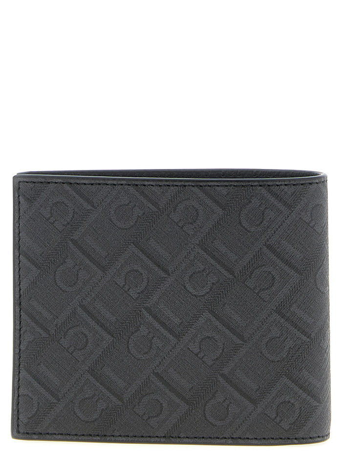 Ferragamo 64% polyurethane wallet in black — view 2