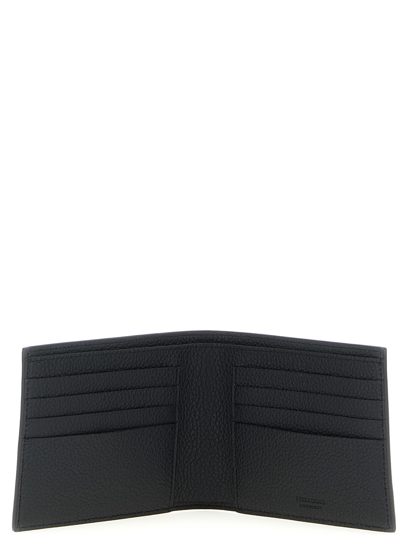 Ferragamo 64% polyurethane wallet in black — view 3