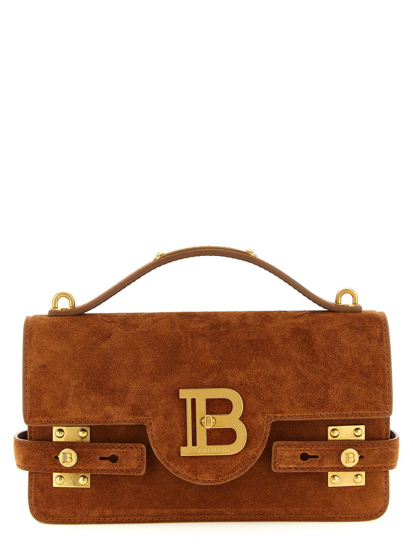 Balmain 100% calfskin leather top handle bag in brown