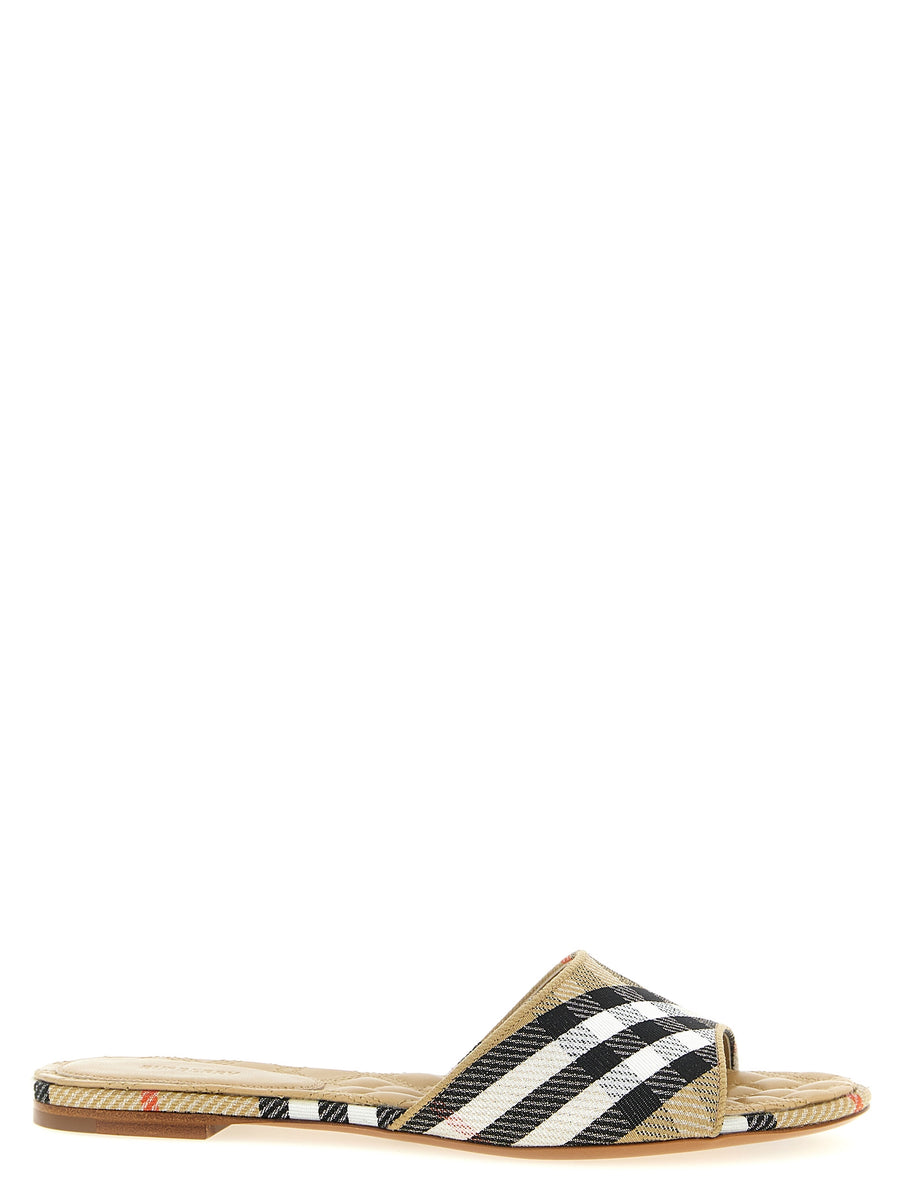 Burberry 77% polyester slide sandals in beige