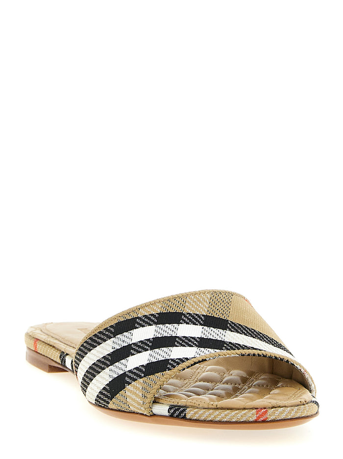 Burberry 77% polyester slide sandals in beige — view 2