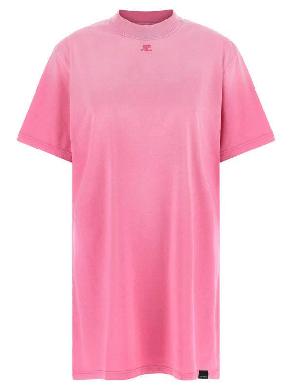 CourrèGes 100% cotton t-shirt dress in pink