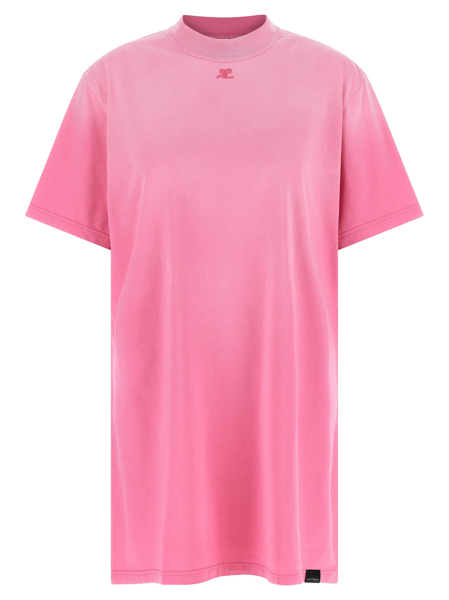 CourrèGes 100% cotton t-shirt dress in pink