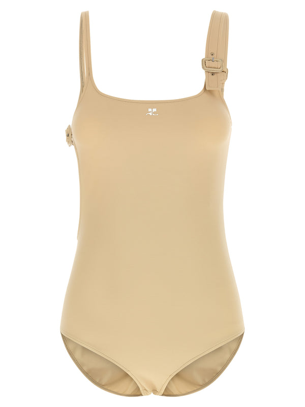 CourrèGes 78% polyamide bodysuit in beige
