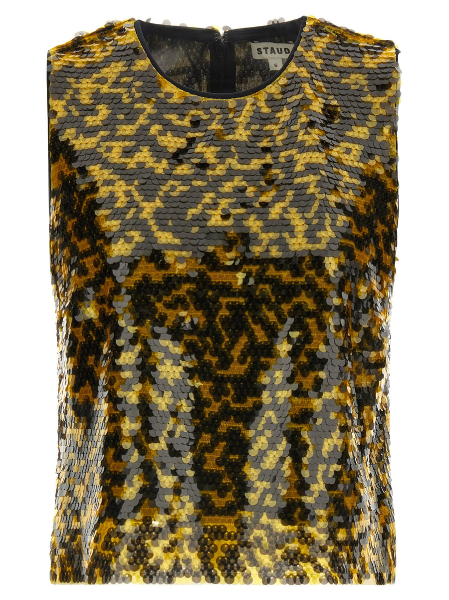 Staud 100% Polyester tank top in gold