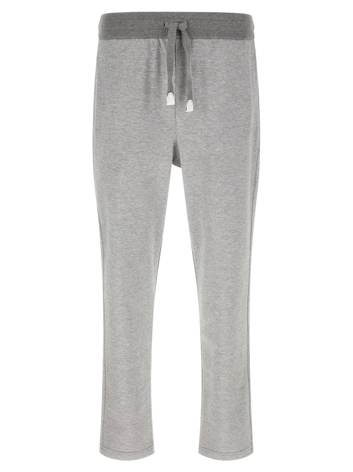 Brioni 93% Cotton joggers in gray