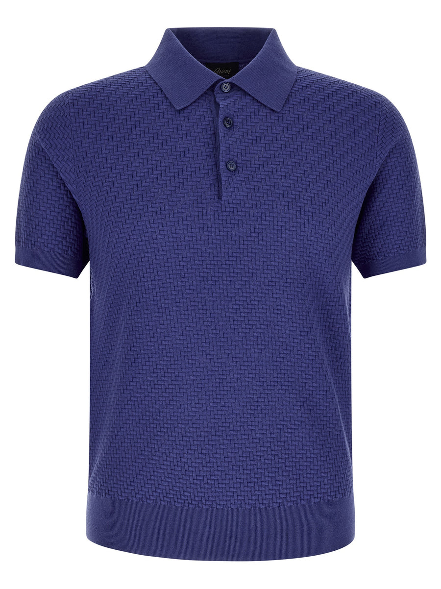 Brioni 57% cotton polo shirt in blue