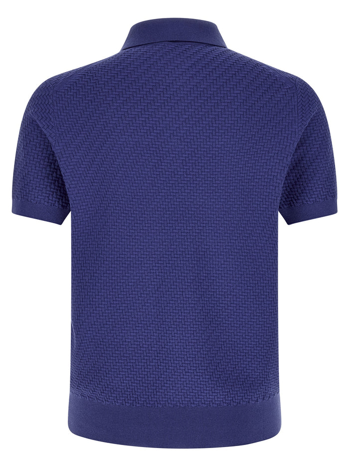 Brioni 57% cotton polo shirt in blue — view 2