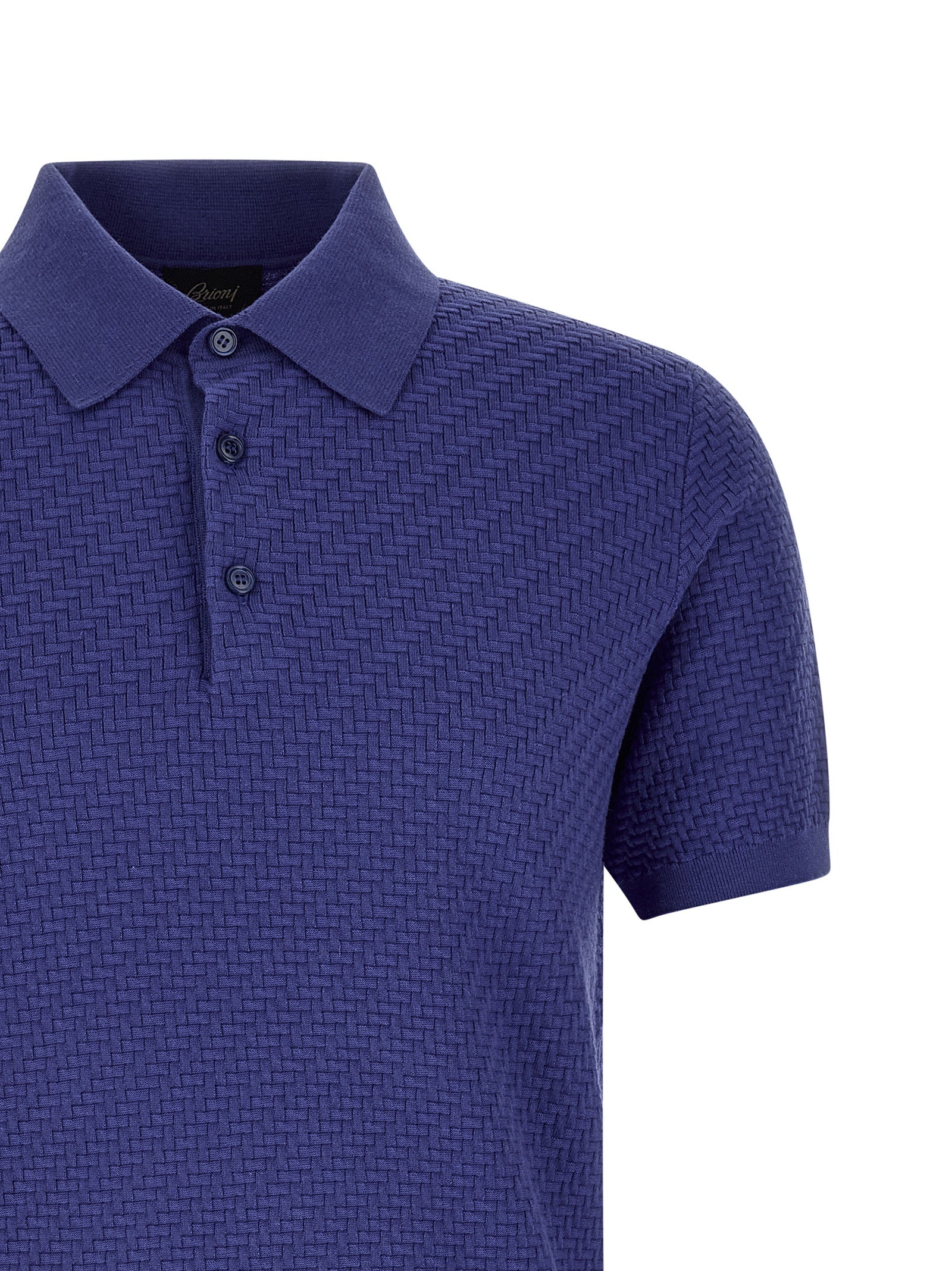 Brioni 57% cotton polo shirt in blue — view 3