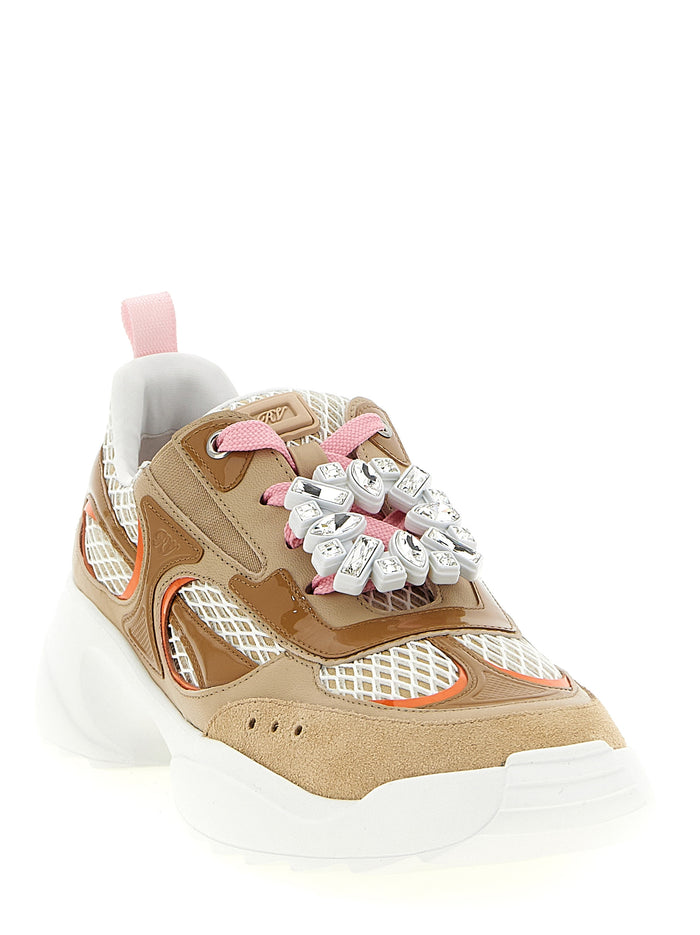 Roger Vivier 100% calfskin leather sneaker in beige — view 2
