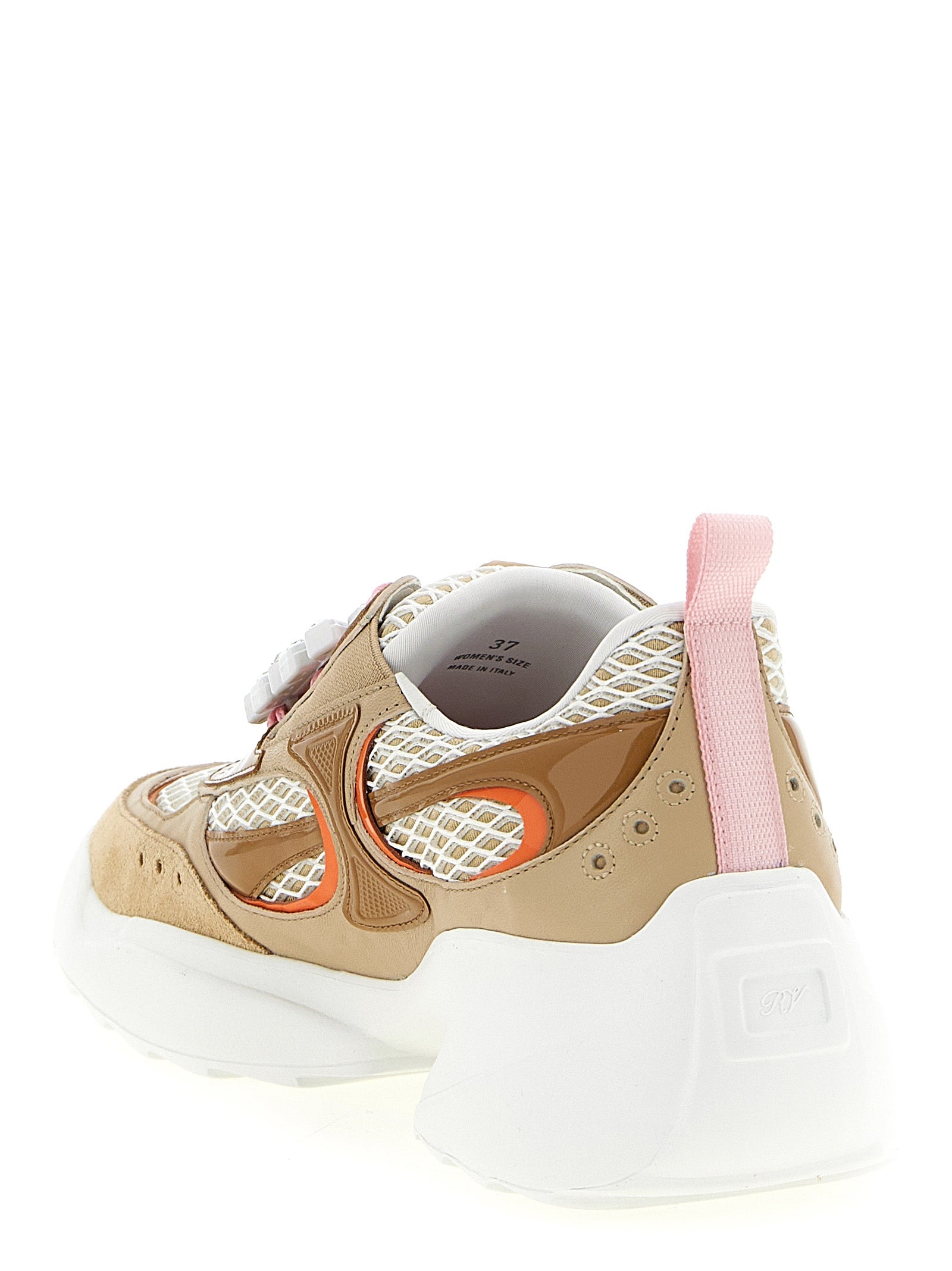 Roger Vivier 100% calfskin leather sneaker in beige — view 3