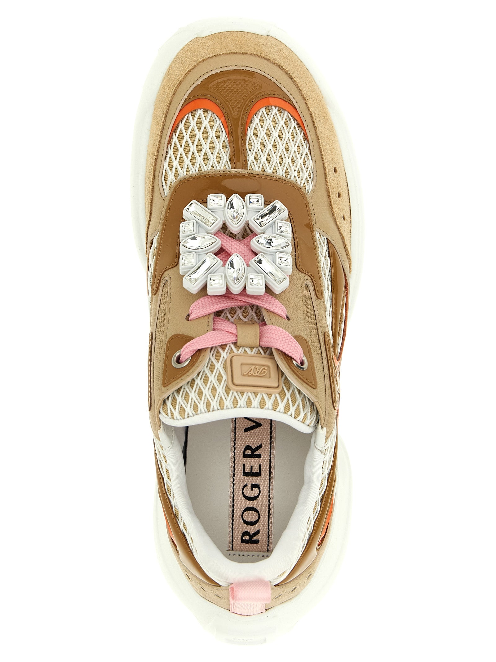 Roger Vivier 100% calfskin leather sneaker in beige — view 4