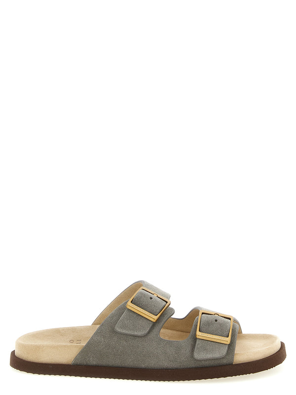 Brunello Cucinelli 100% Calfskin Leather sandals in gray
