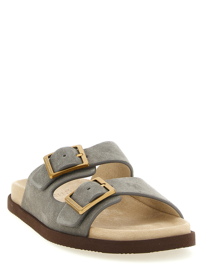 Brunello Cucinelli 100% Calfskin Leather sandals in gray — view 2