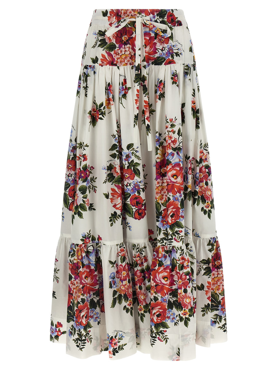 Dolce & Gabbana 100% cotton poplin skirt in white