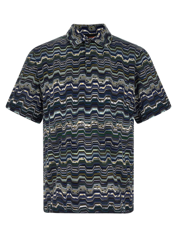 Missoni 100% Cotton polo shirt in navy