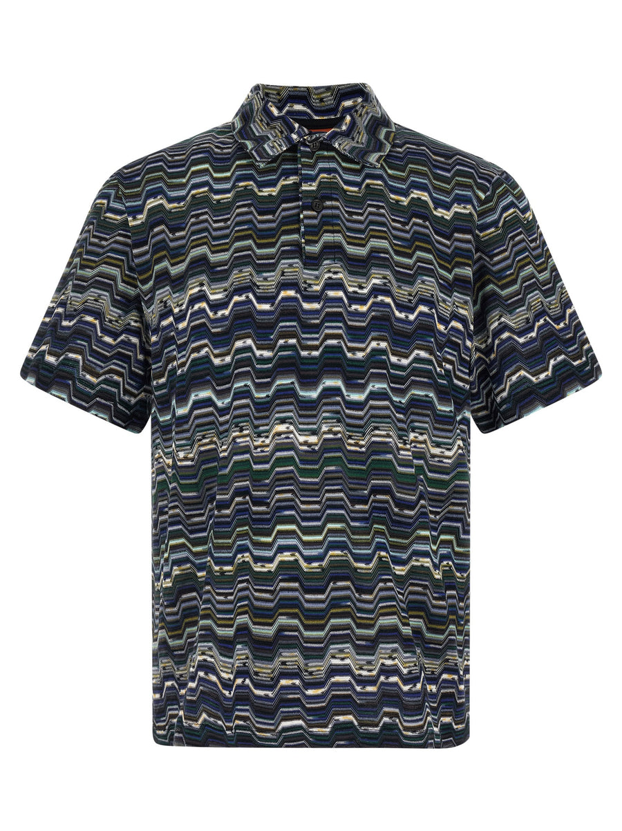 Missoni 100% Cotton polo shirt in navy