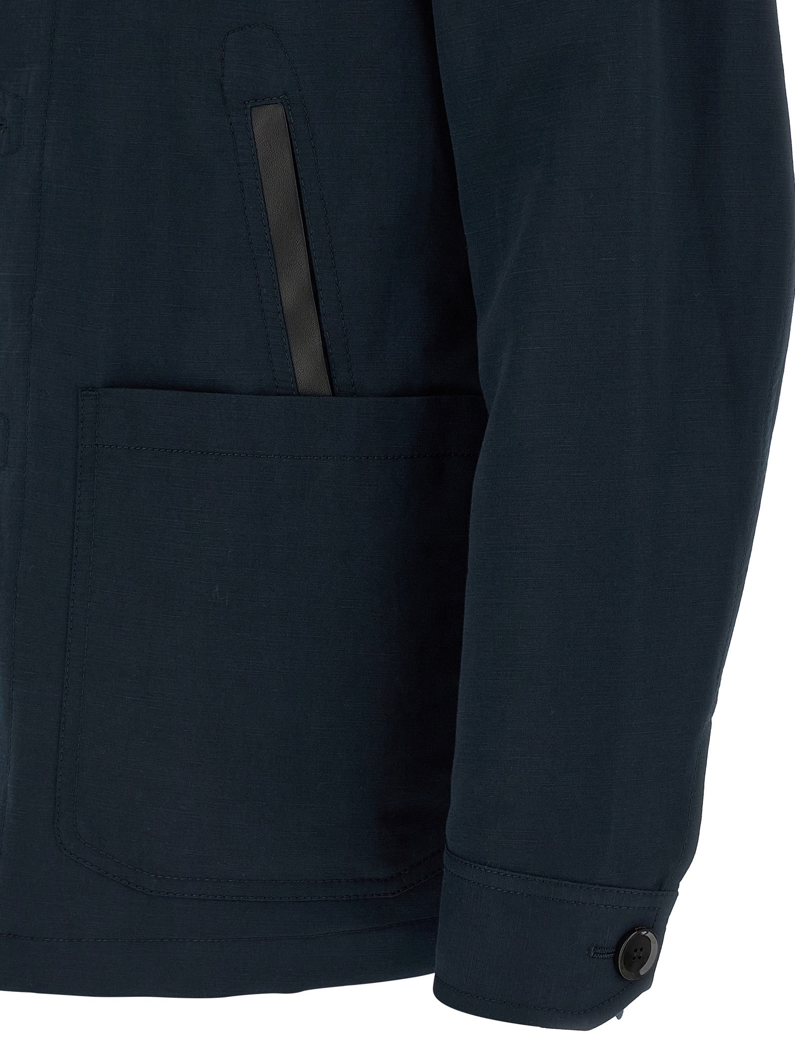 Brioni 53% linen jacket in navy — view 4