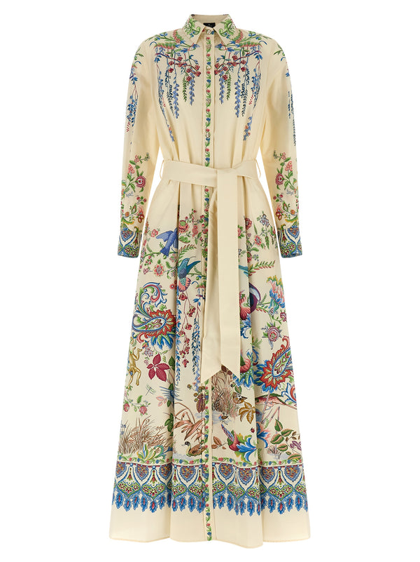 Etro 100% cotton poplin dress in cream