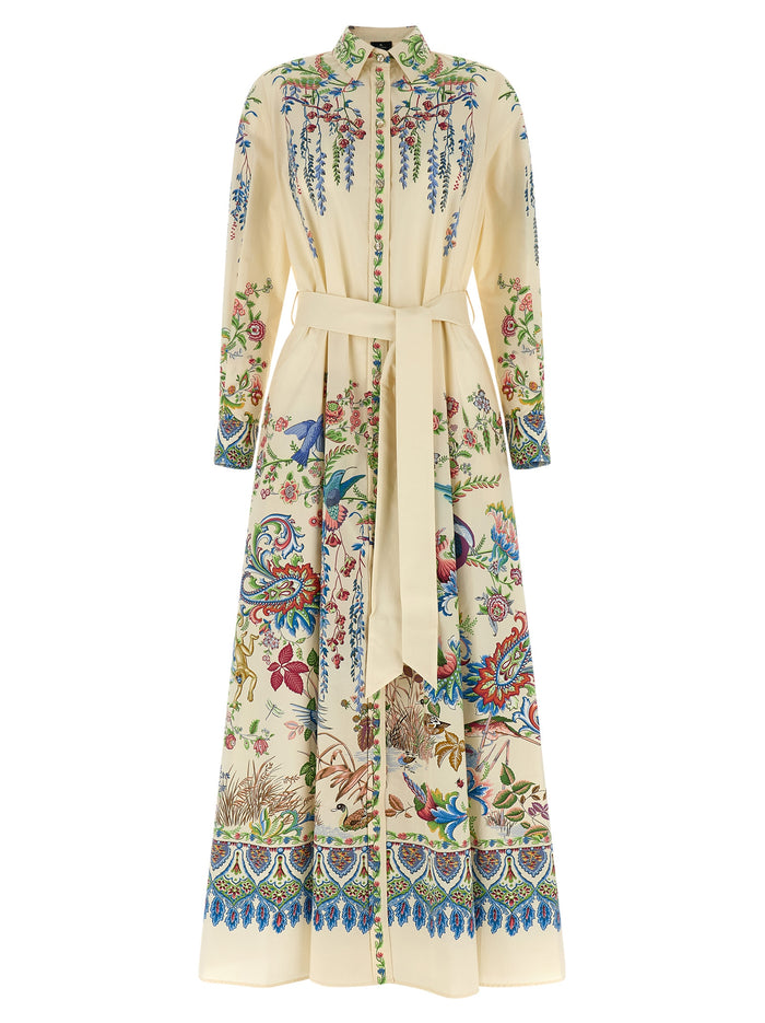 Etro 100% cotton poplin dress in cream