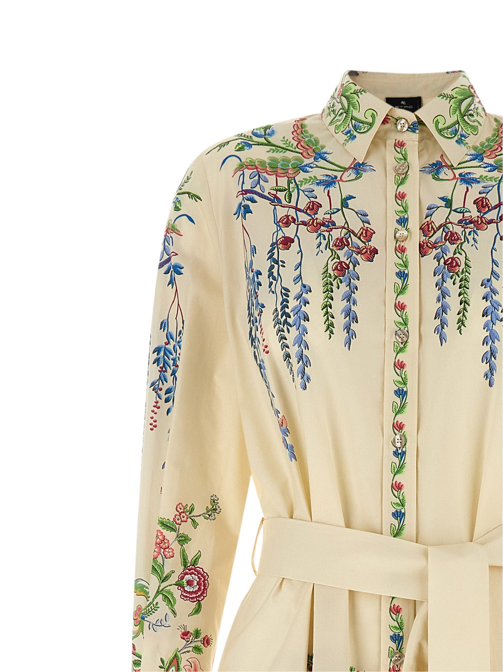 Etro 100% cotton poplin dress in cream — view 3