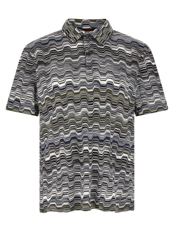 Missoni 100% Cotton polo shirt in navy