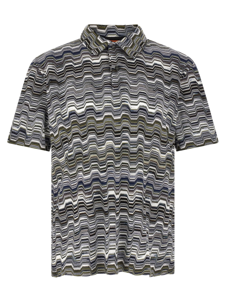 Missoni 100% Cotton polo shirt in navy