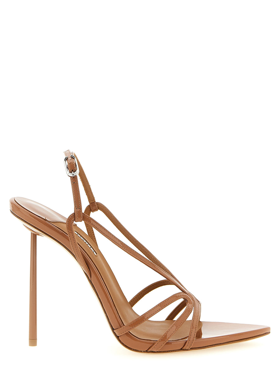 Le Silla 100% Calfskin Leather heel sandal in brown