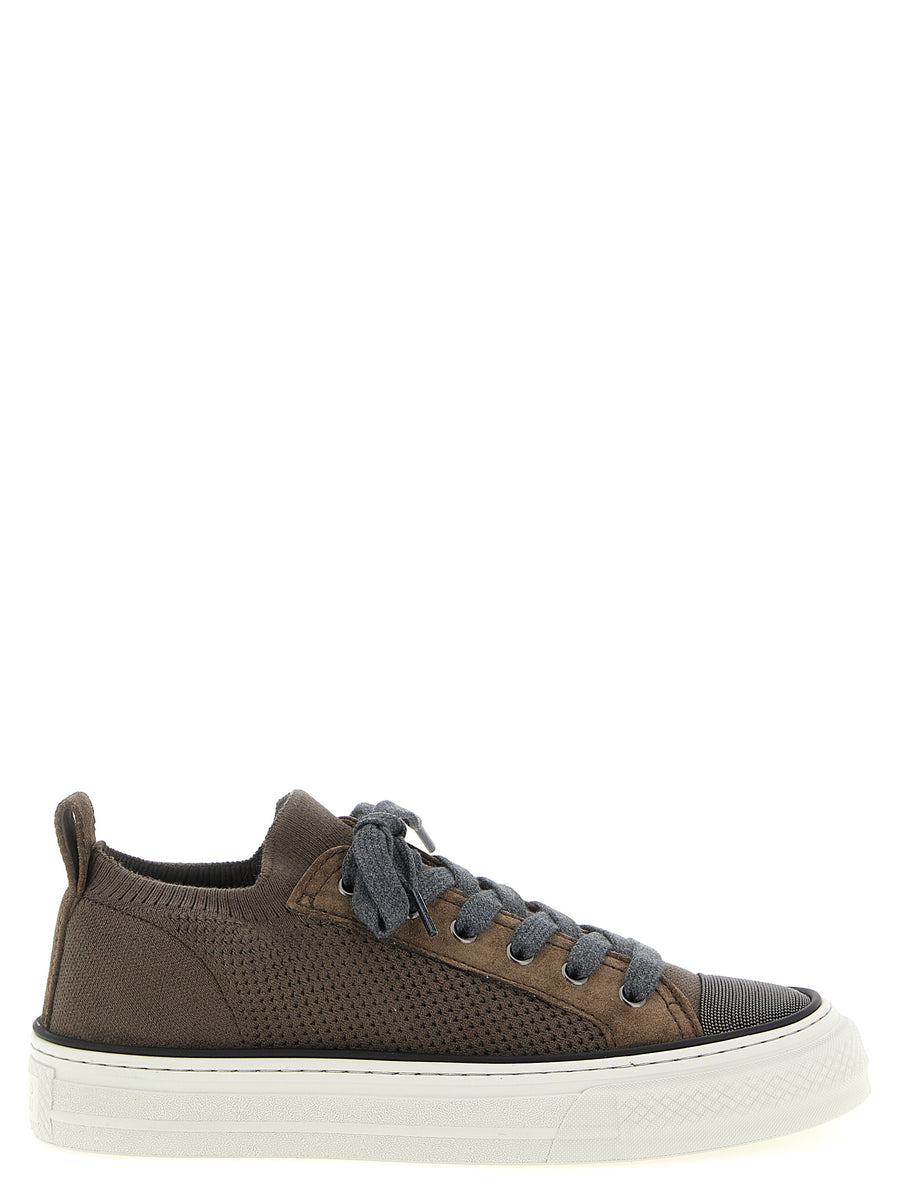Brunello Cucinelli 100% cotton sneaker in brown