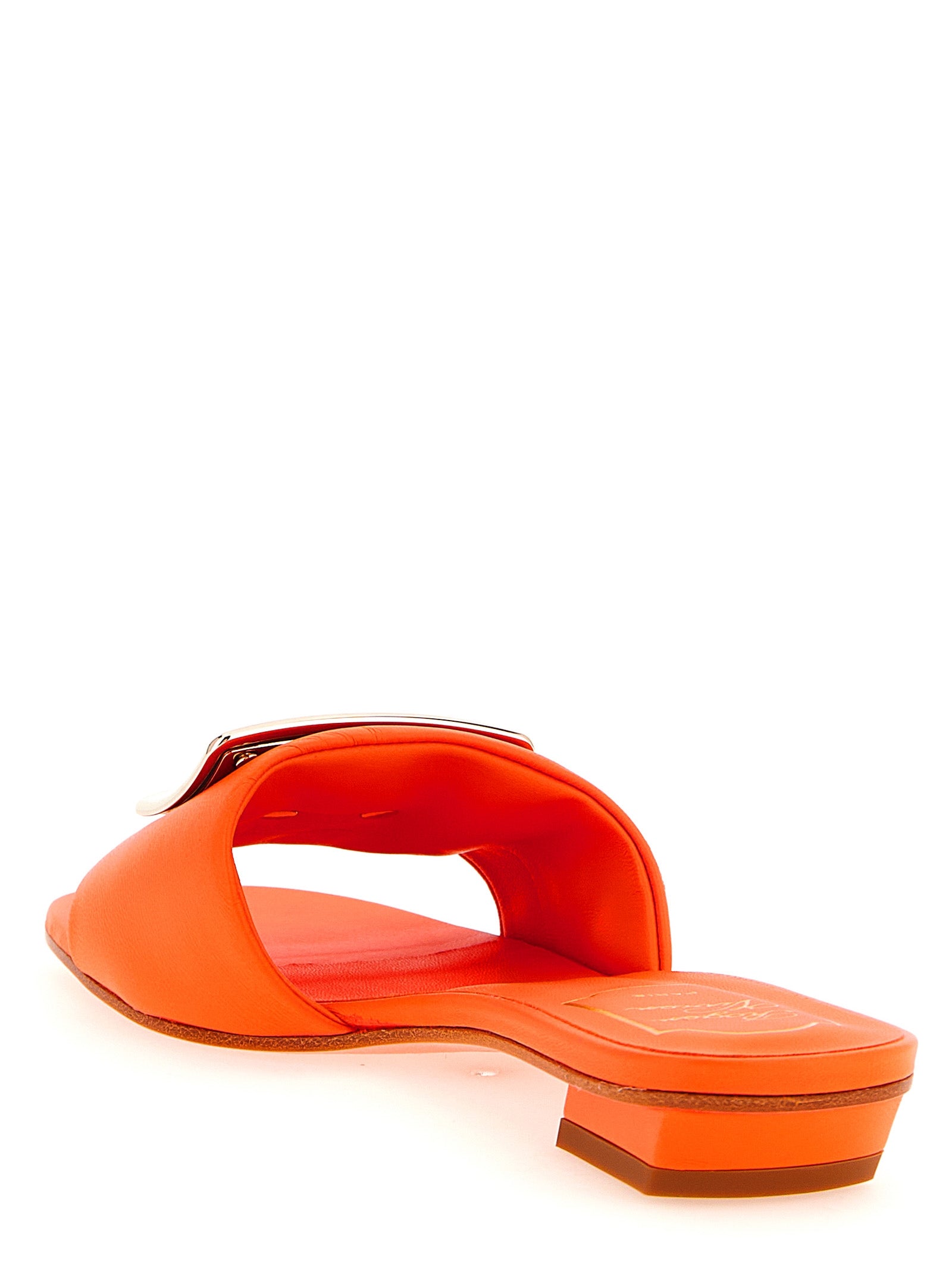 Roger Vivier 100% lamb leather slide in orange — view 3