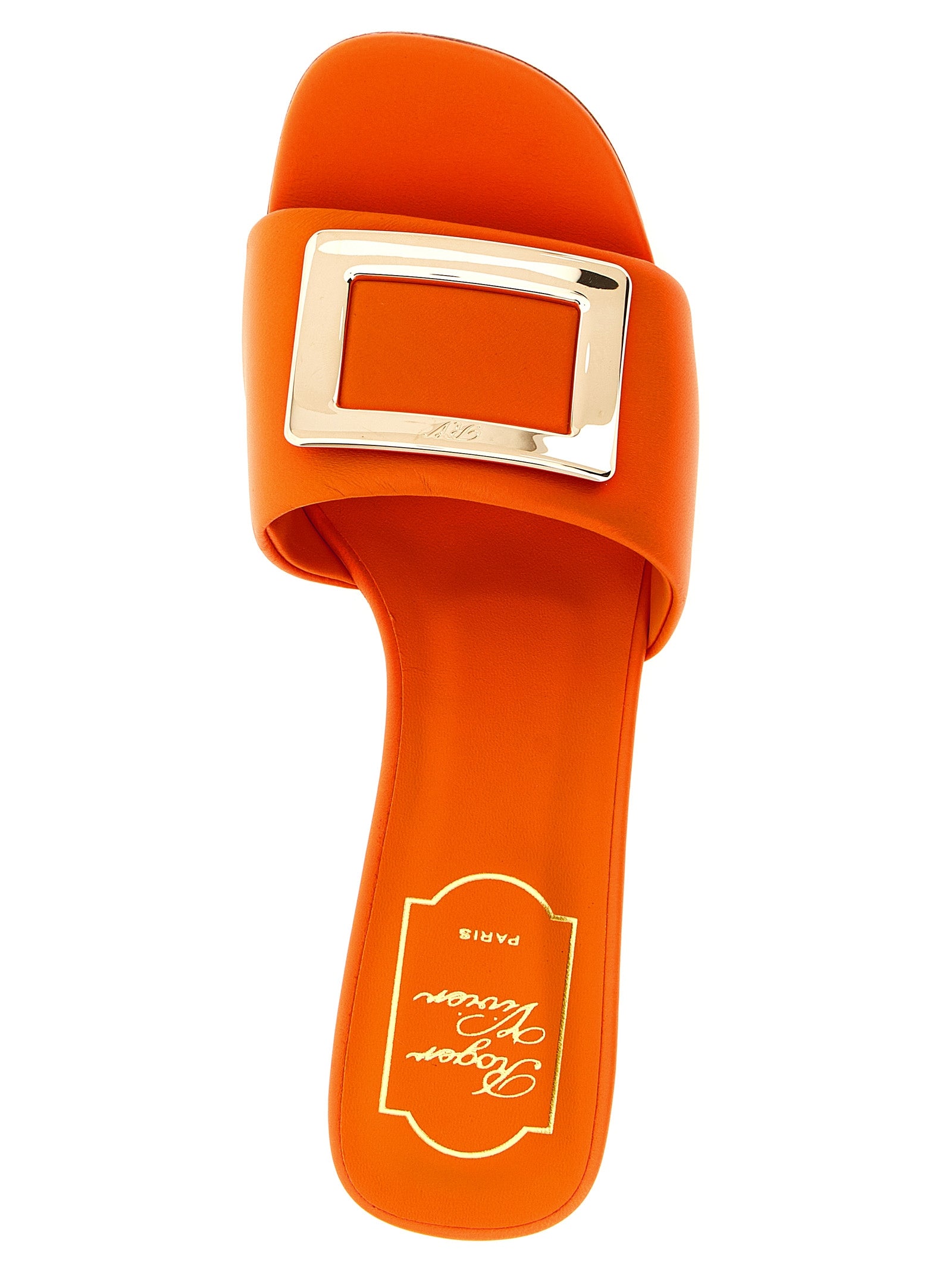 Roger Vivier 100% lamb leather slide in orange — view 4
