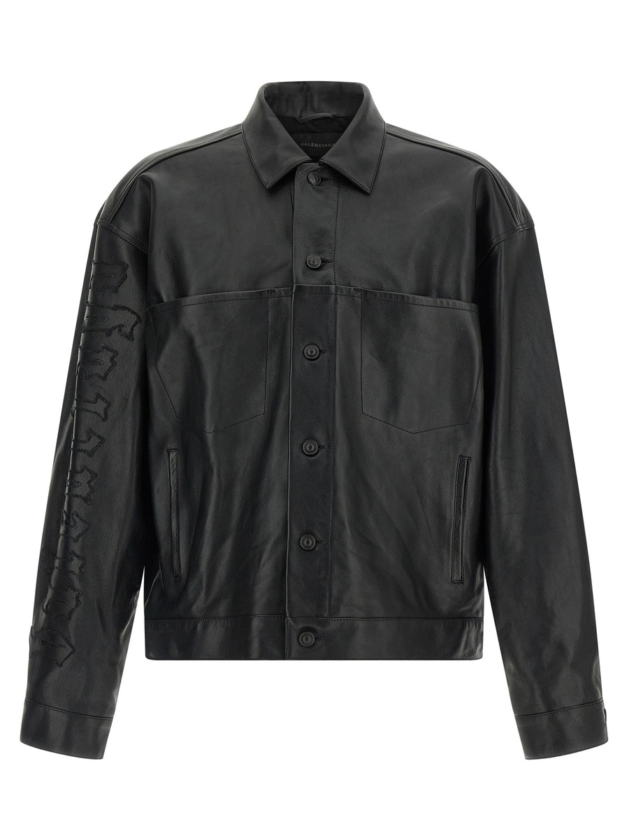 Balenciaga 100% buffalo leather jacket in black