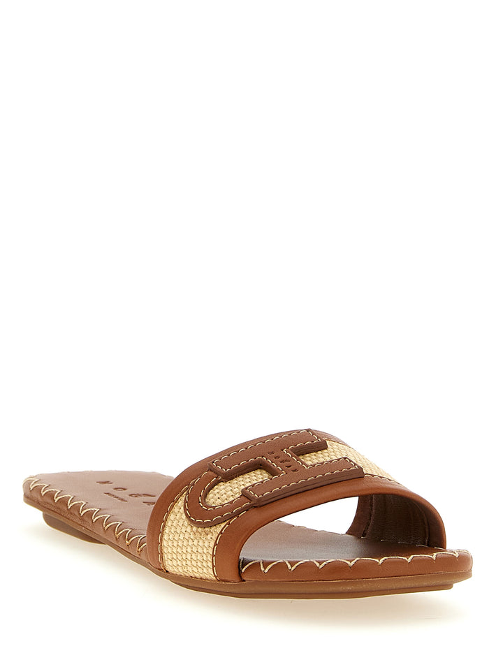 Hogan 65% Cotton slide sandal in brown — view 2